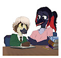 Commission - Lola and Roy's studying session