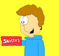 Jon Arbuckle with Skittles