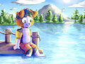 Pup at the Lake by AuzziPup