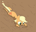 Applejack plays in her pig pen by mucky