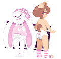 Two QT's showing off their diapers >/^/<