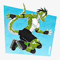 Commission - Rollerskating gecko