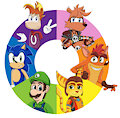 Colour Wheel - Video Game Characters by HedgieLombax147