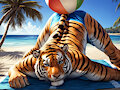 Silly Beach Tiger by Logically