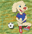 Charly the Dog playing soccer