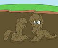 Applejack and Fluttershy mud fun 7 by mucky