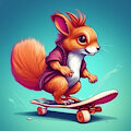 Squirrel on a skateboard