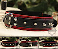 Black and Red Spiked Leather Collar by CairoSteele