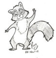 dancing raccoon by pandapaco