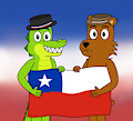 Croc and Bert celebrating the 'Fiestas Patrias'