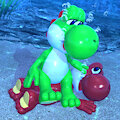 [3D] Yoshi pinned down by a Yoshi underwater by kuby64