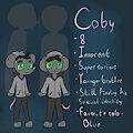 Coby Character Sheet by MarzBarzArtist