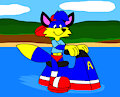 Alex the Fox on a Jet Ski