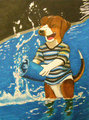 Portrait Of Beagle With Beach Pail