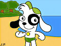 DOKI THE DOG AT THE BEACH by JPMERCER