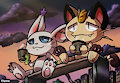 Meowth and Gatomon by KAZOKO