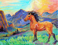 Original painting Spirit stallion of the cimarron fan art by Jupiterjenny horse by jupiterjenny