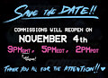 Comms reopening on November 4th!