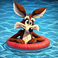 Wile Coyote in pool 2 by katoga
