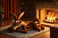 Wile Coyote in fireplace 1 by katoga
