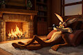 Wile Coyote in fireplace 2