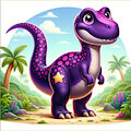 Magical purple dinosaur in an jungle by sensitifdiaper