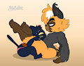 Mae and Suey WRESTLING by PilloTheStar