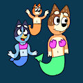 Bluey and his mother and sister are at sea by Mackenzle25