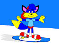 Alex the Fox Ride on a Snowboard