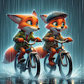 Kibby and friend out on a wet ride  :3 by mudpaws