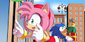 Shuffle Redraw: Sonic and Amy go shopping by Hyoumaru