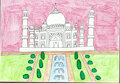 Taj Mahal in pink sunset