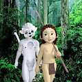 Young Tarzan leads Kimba by Clemens