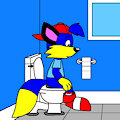 Alex the Fox on a Toilet by ToonlandianFox2002