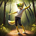 Yellow Doggo in the Woods by VenisonCreamPie