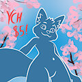 Furry YCH cute art with sakura (Flat/Shadows)