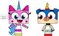 Unikitty and Puppycorn in different colors of underwear