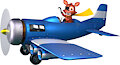 Adventure Foxy pilotting a biplane