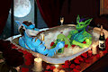 Pixel YCH | shark lizard valentine's day bath gif by AnastasRadonski