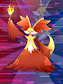 Pokémon XY 10th Anniversary - Delphox! [fanart] by DudeRedBlue