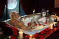 Pixel YCH | lion  lioness valentine's day bath gif by AnastasRadonski