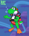Scuba Yoshi on Red Speedo [Edition] by SergioLH25