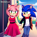 Sonic and Amy (SonAmy) Valentine's Day date by juanpablomorales