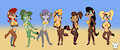 Weasel Girls Gold Bikini Series + Group Pic