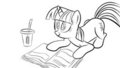 Line art: Twilight enjoying a book by rainb0wdashie