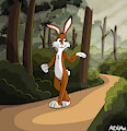 Hare Přemek walking in the forest! Commision for JendaLinda