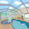 abby et tteyuu piscine dans le jardin (version haut de bikini) by swoooner
