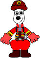 Dylan Dalmatian in Firefighter Outfit