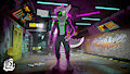 Yuri In A Cyberpunk Subway Station by SoppyCastle9