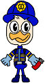 Dewey Duck in Firefighter Outfit